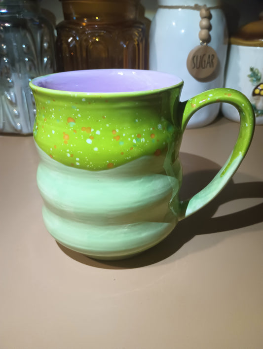 Green + Lavender Ribbed Mug