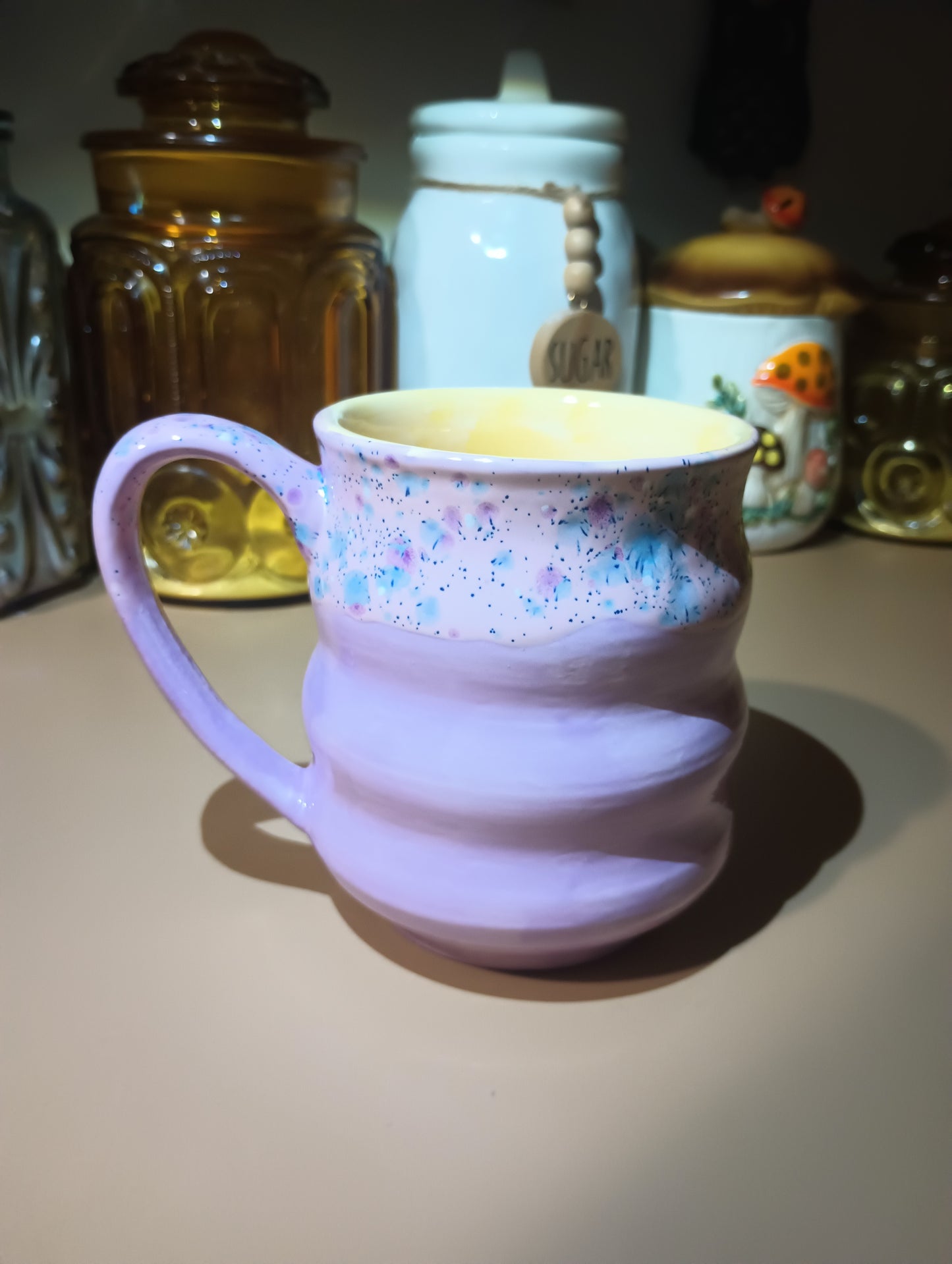Pink + Yellow Ribbed Mug