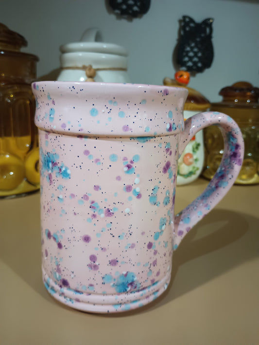 Pink Splattered Flower Mug