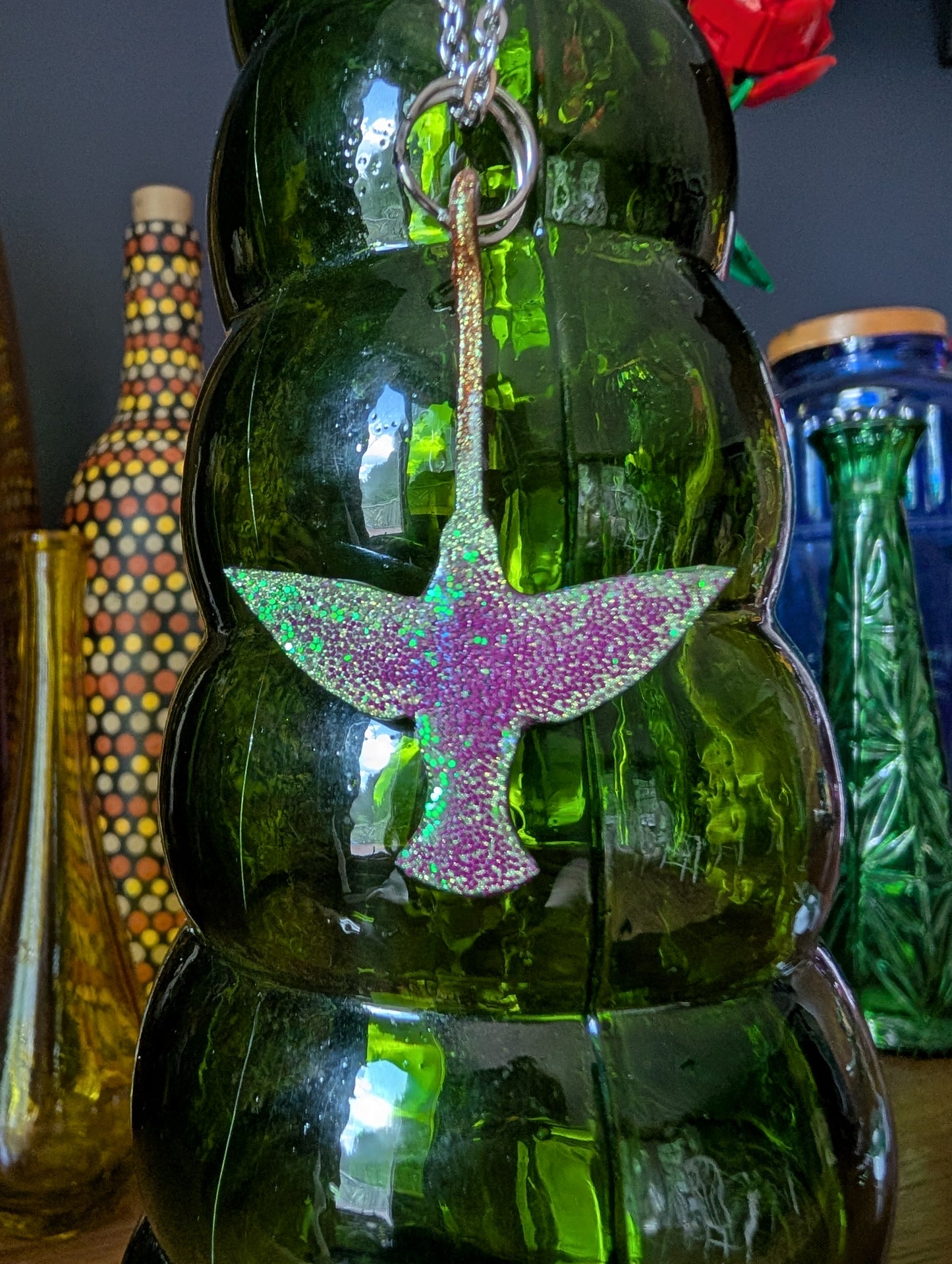Hummingbird Pendant (Extra Purple Glitter)
