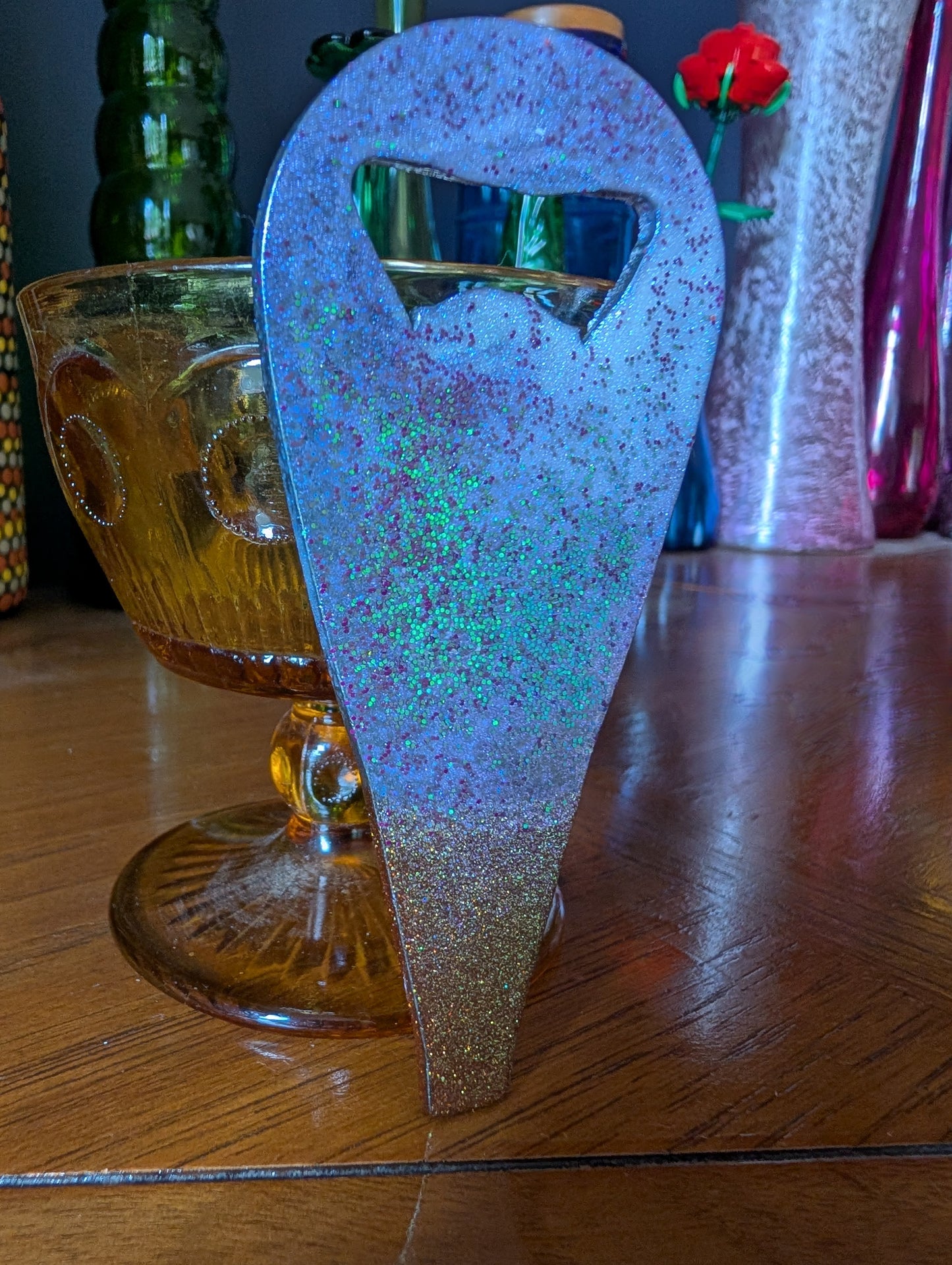 Hot Air Balloon Bottle Opener (Plum Glitter)