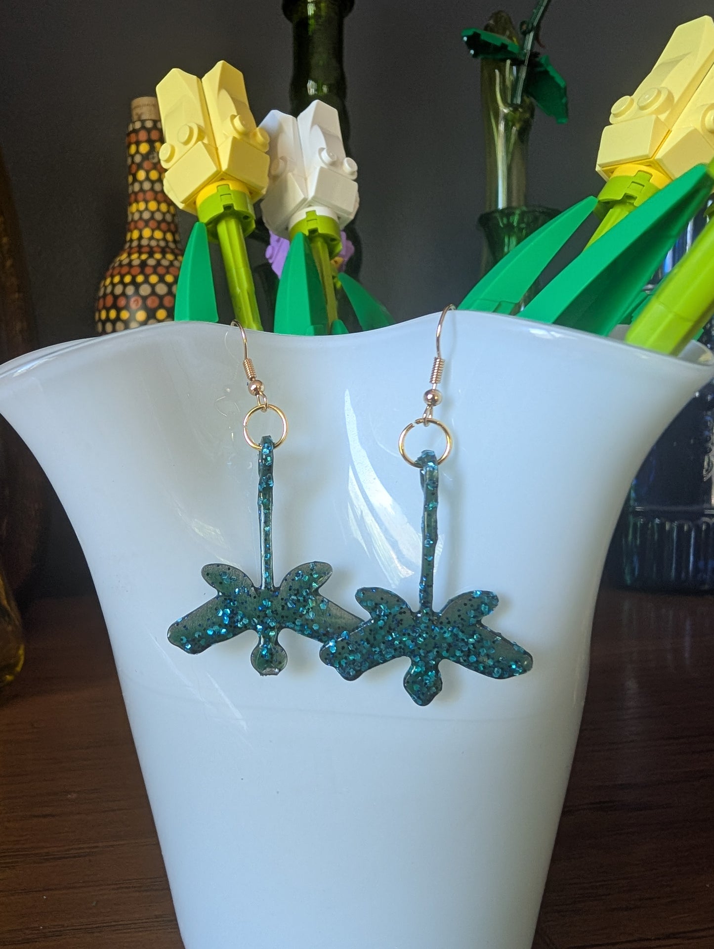 Dragonfly Earrings - Blue Crawl