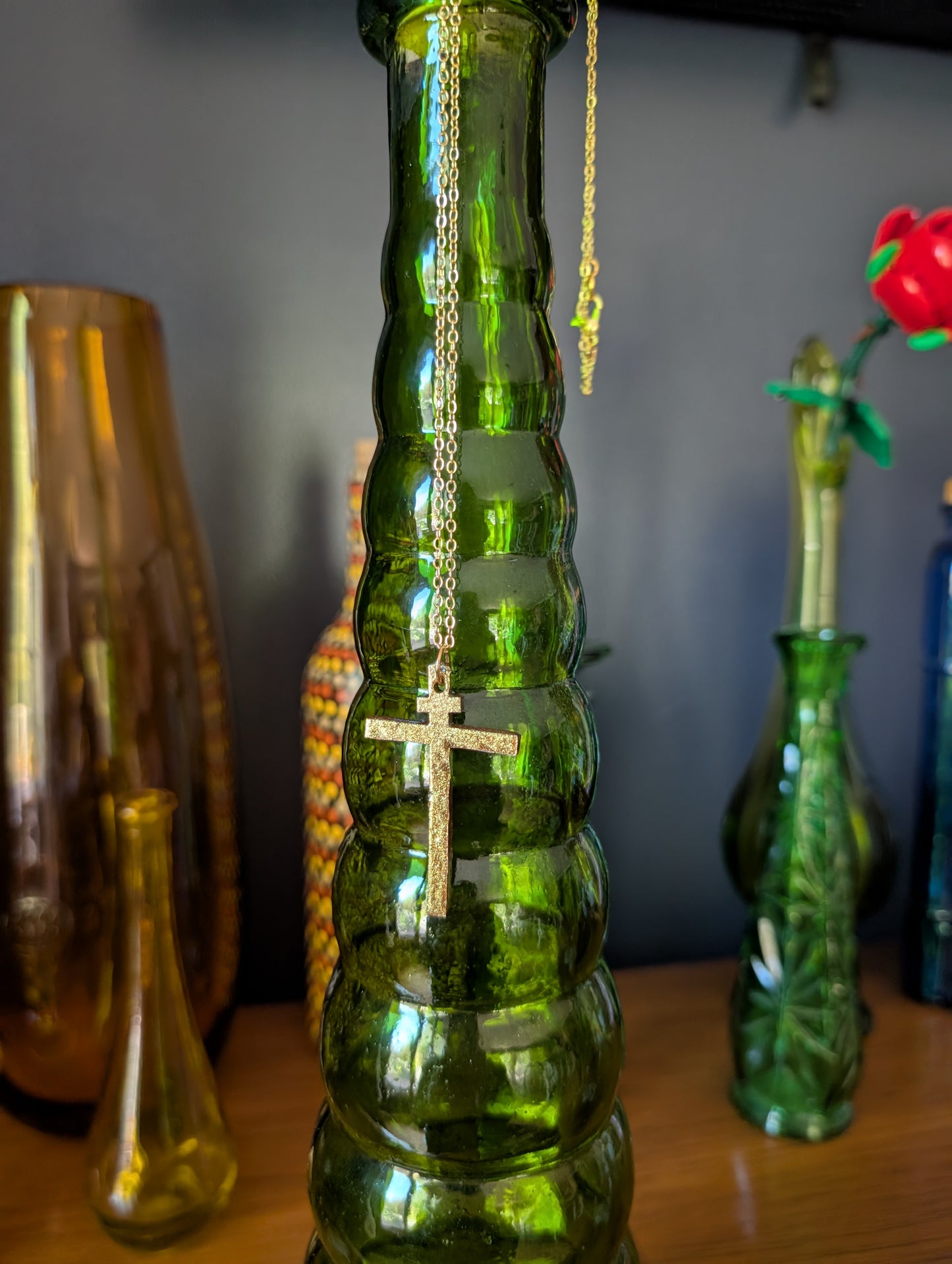 Rugged Cross Pendant - Black Gold