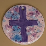 Ceramic Ornament - Purple Cross