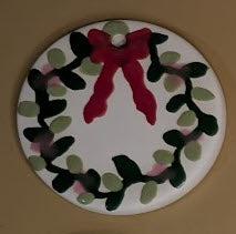 Ceramic Ornament - Pink Berry Wreath