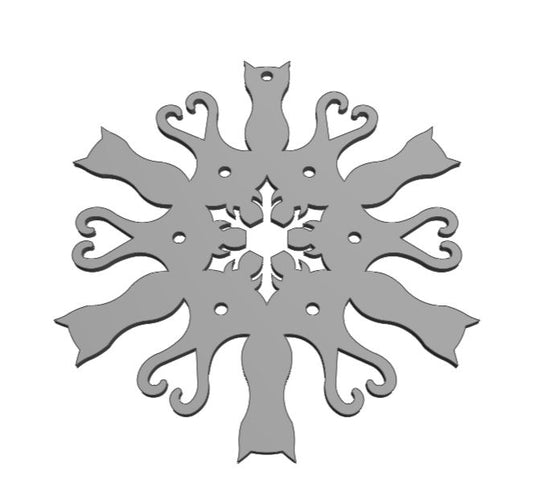 Cat Heart Snowflake Ornament