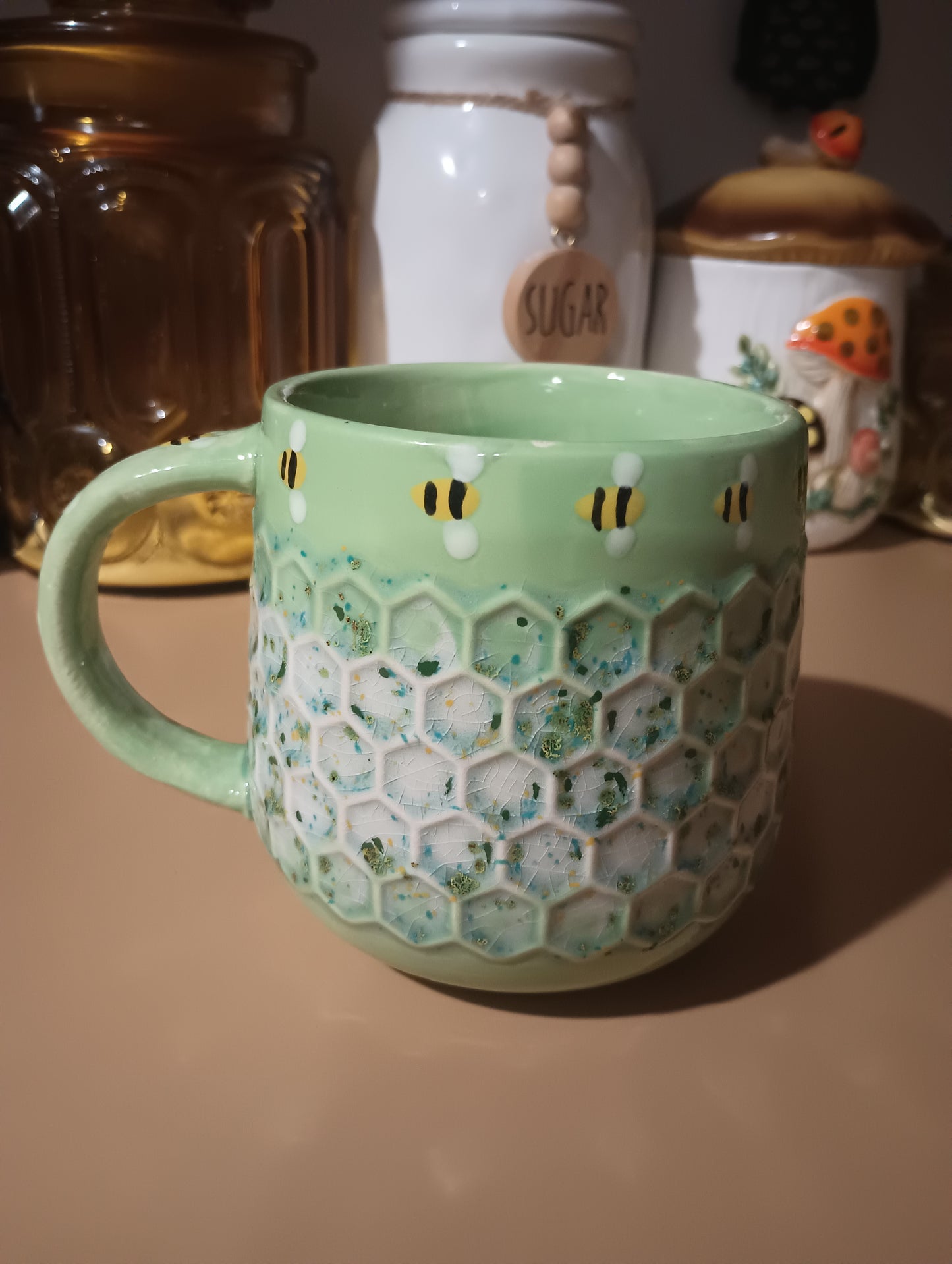 Green Honeycomb Mug