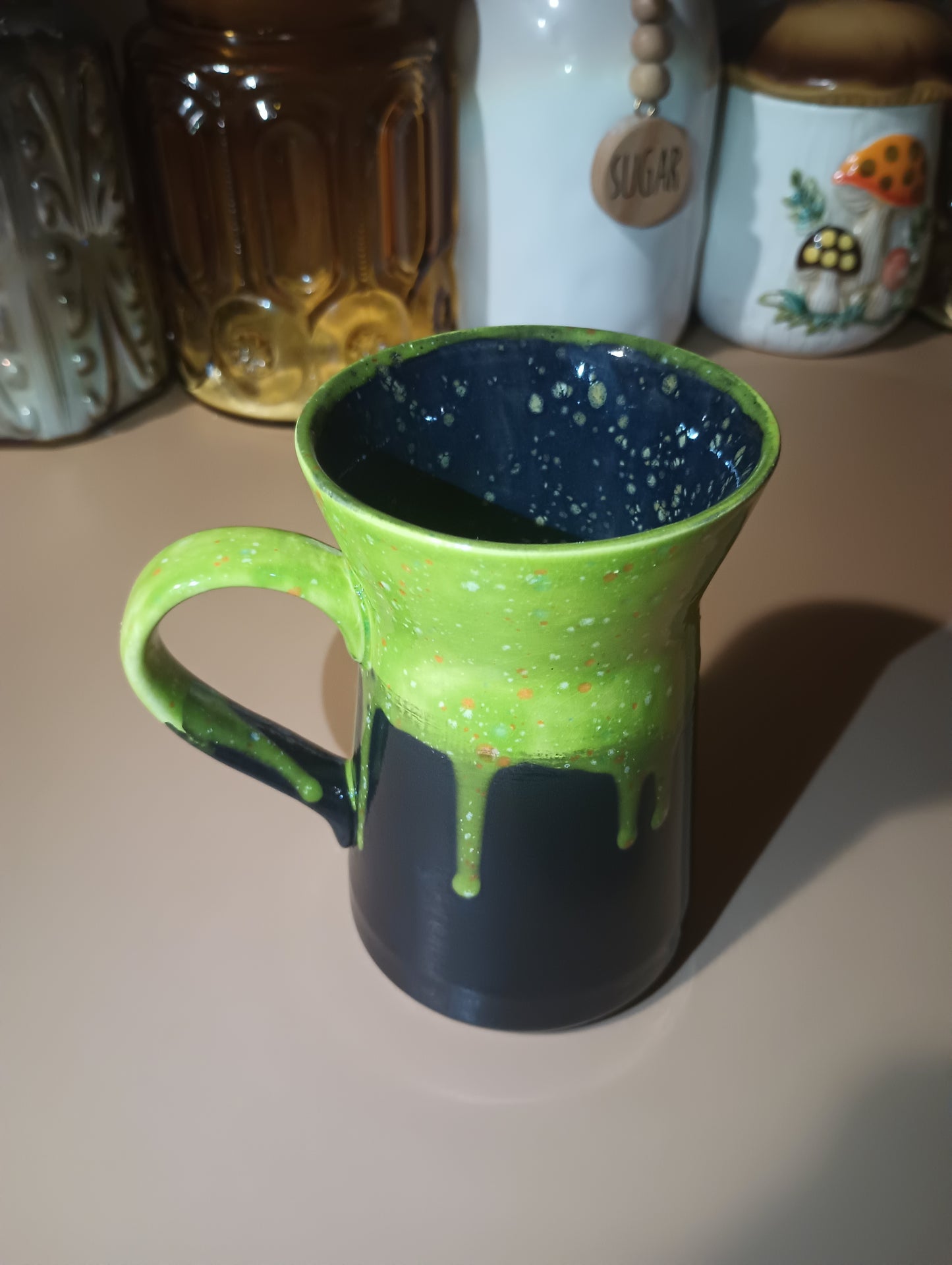 Black + Green Flared Mug