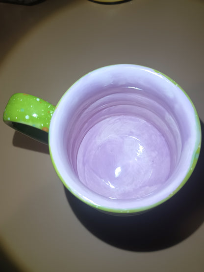 Green + Lavender Ribbed Mug