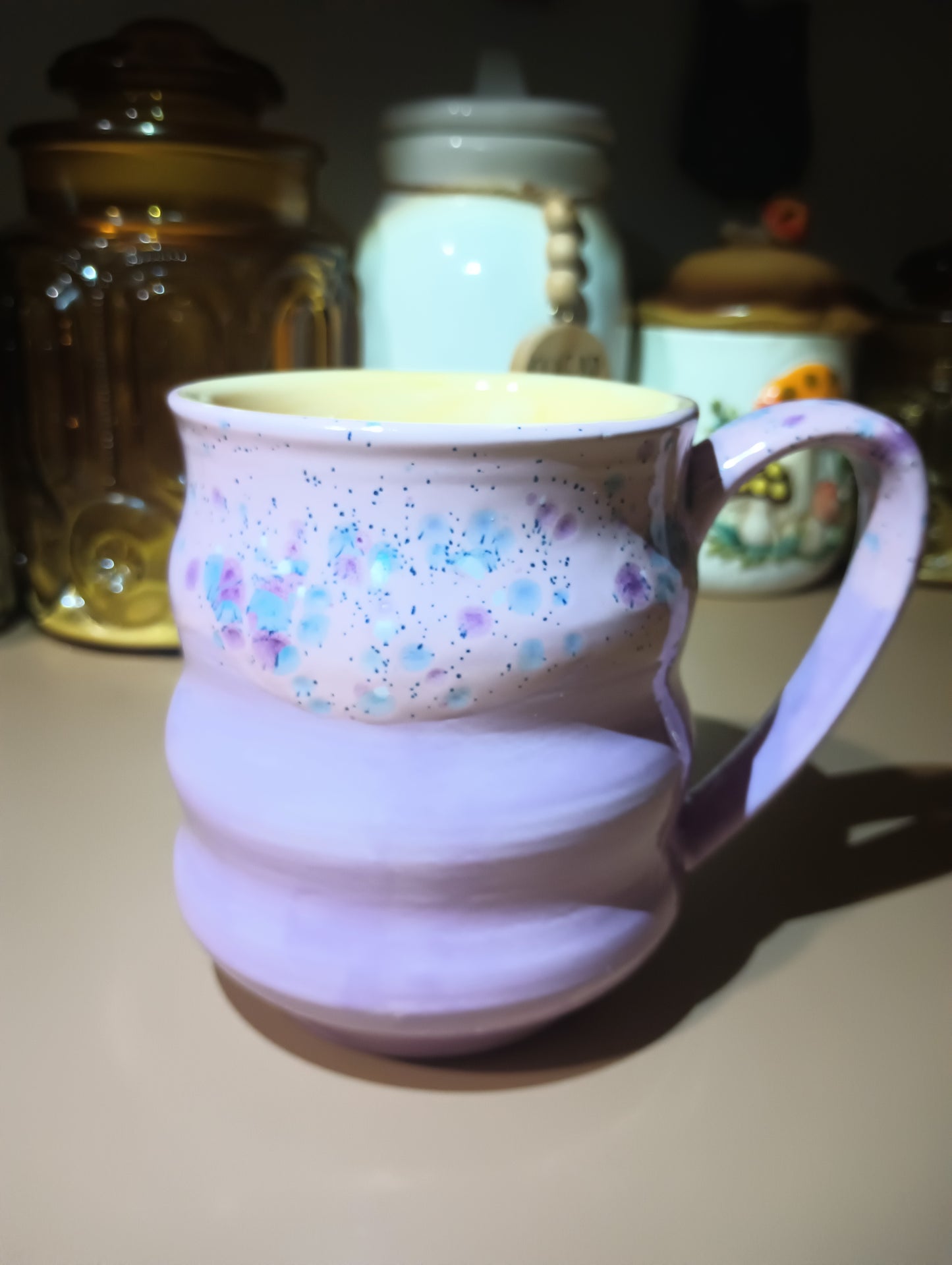 Pink + Yellow Ribbed Mug