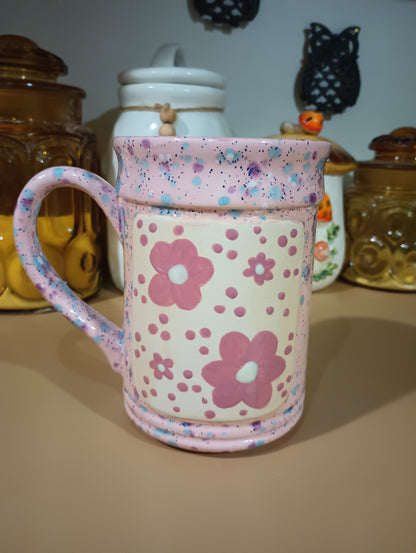 Pink Splattered Flower Mug