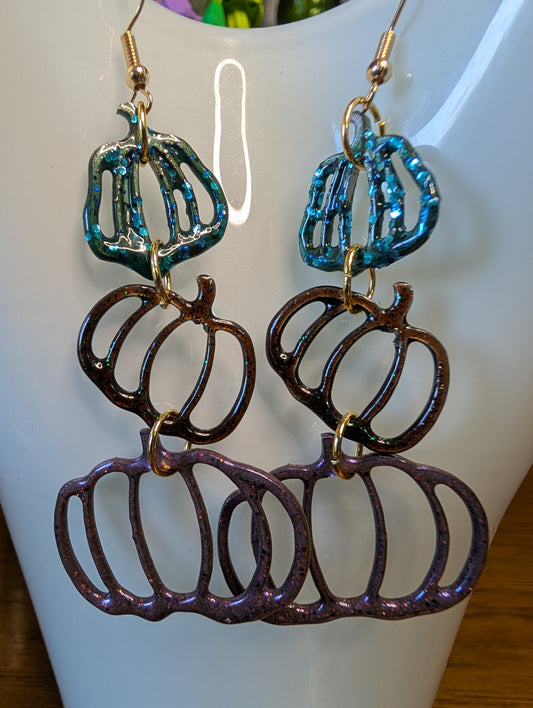 Stacked Pumpkin Earrings - Halloween