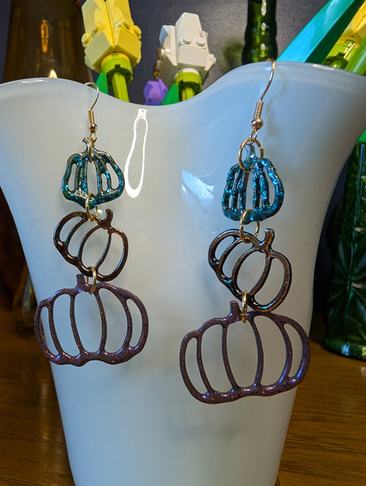 Stacked Pumpkin Earrings - Halloween