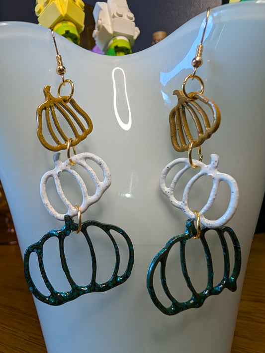 Stacked Pumpkin Earrings - Blue Crawl