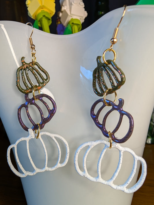 Stacked Pumpkin Earrings - White