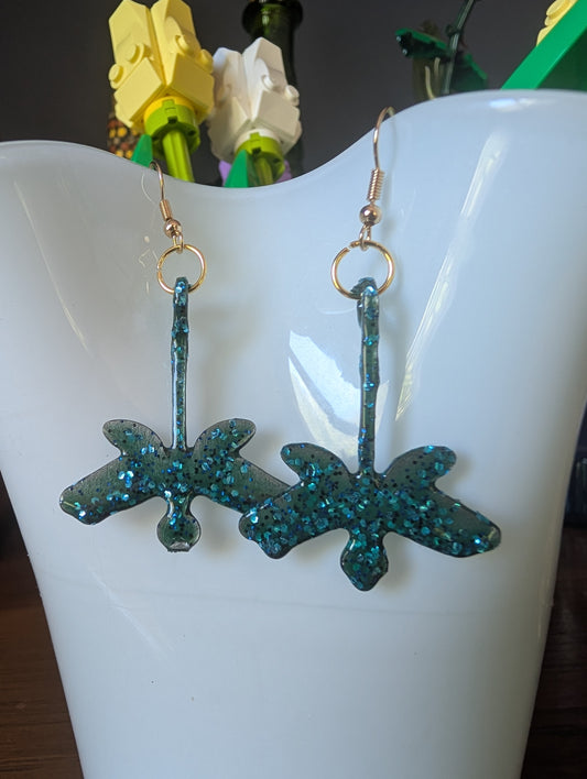 Dragonfly Earrings - Blue Crawl