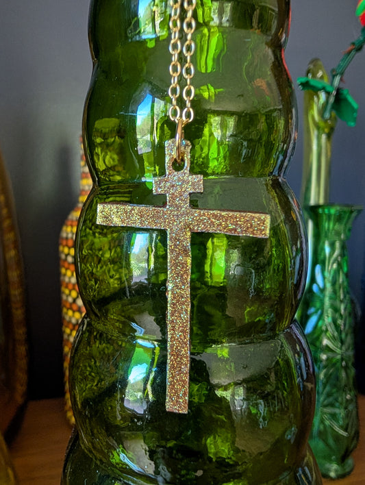 Rugged Cross Pendant - Black Gold