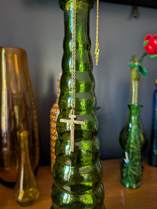 Rugged Cross Pendant - Black Gold