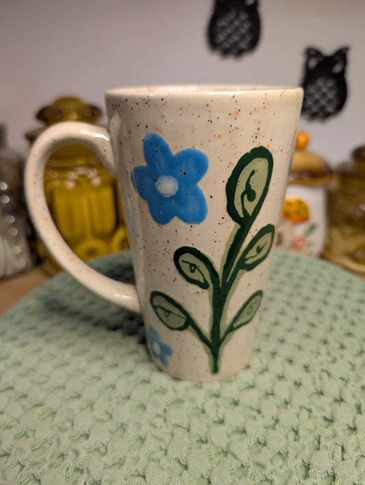 Latte Cup - Blue Floral